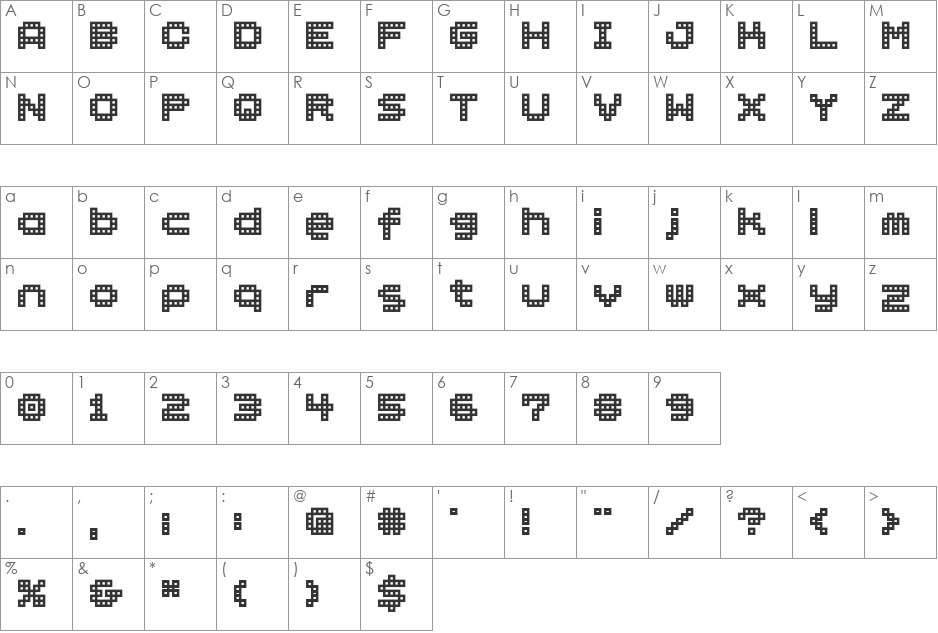 BM block font character map preview