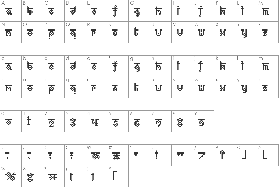 BM ethno font character map preview