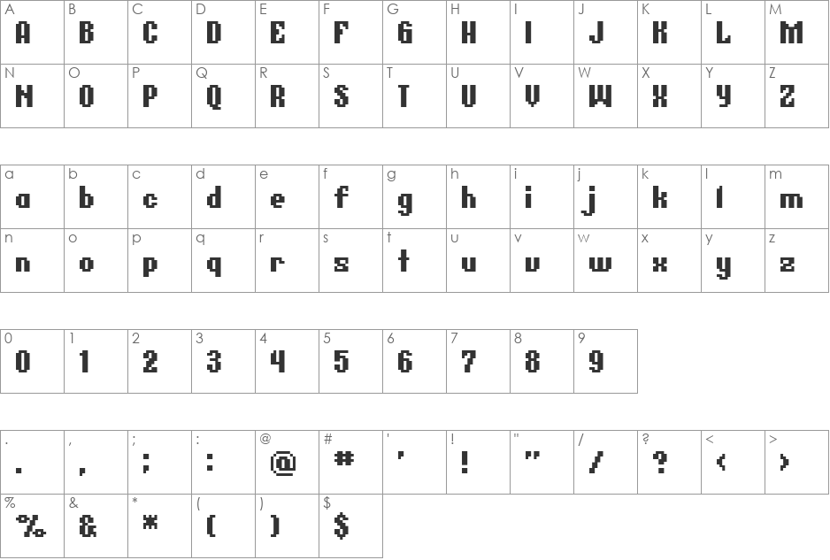BM germar font character map preview