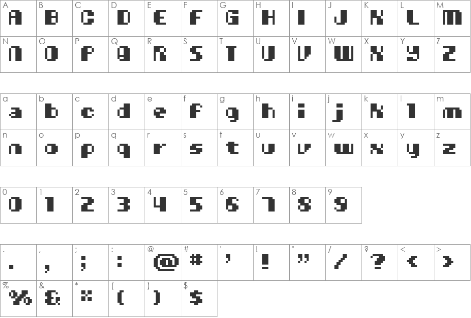 BM great font character map preview