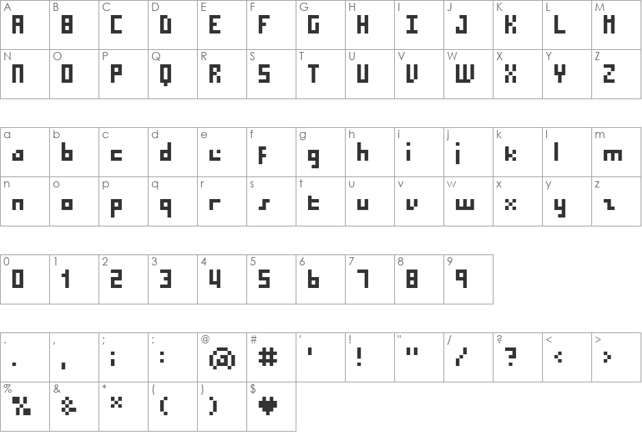 BM micro7 font character map preview