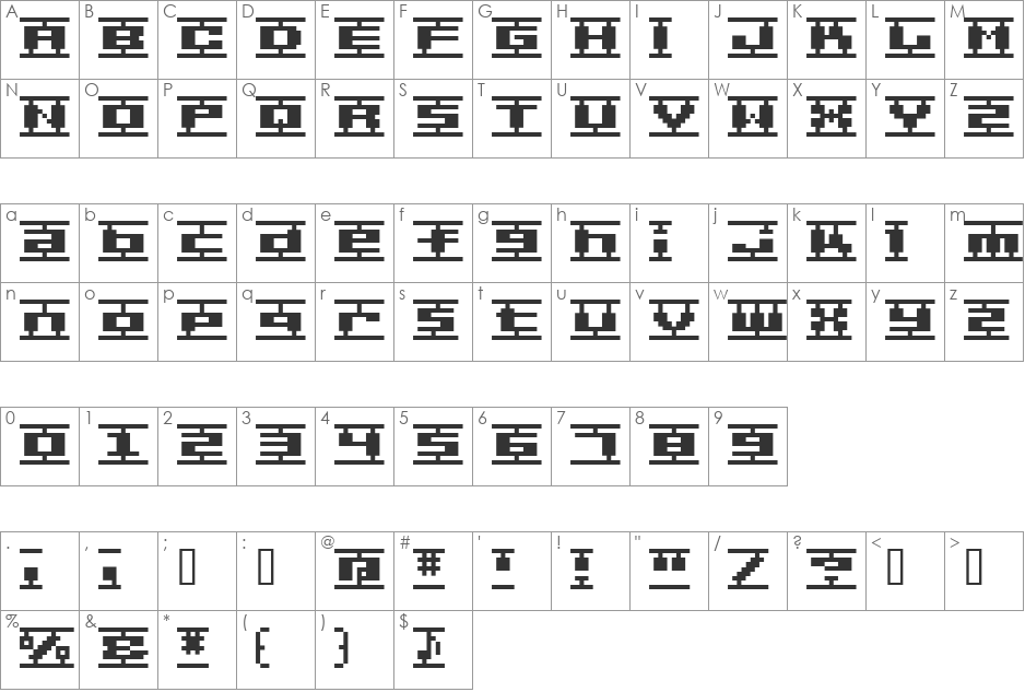 BM plamo font character map preview