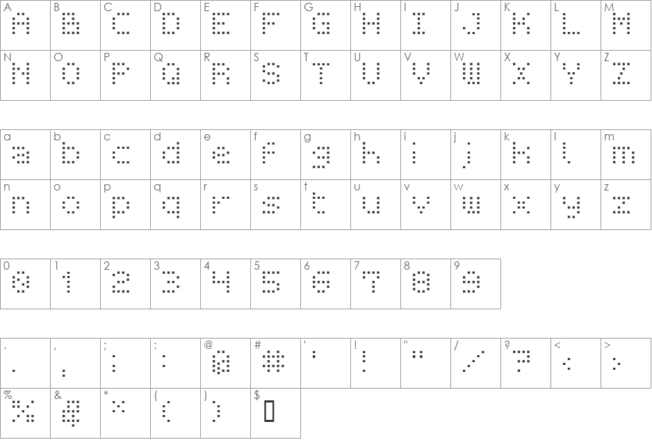 BM receipt font character map preview