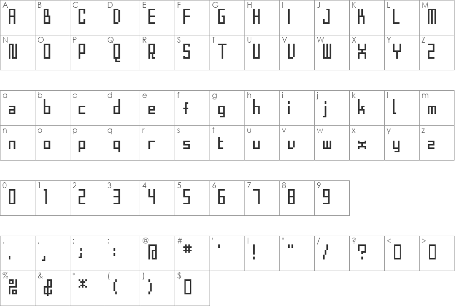 BM solid font character map preview