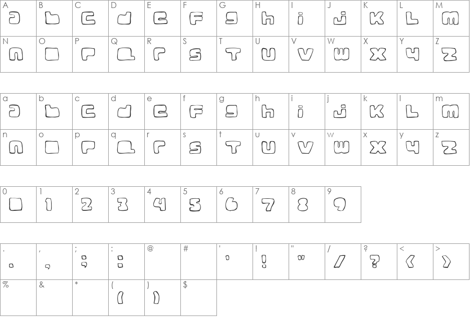 BM Spaceboy font character map preview