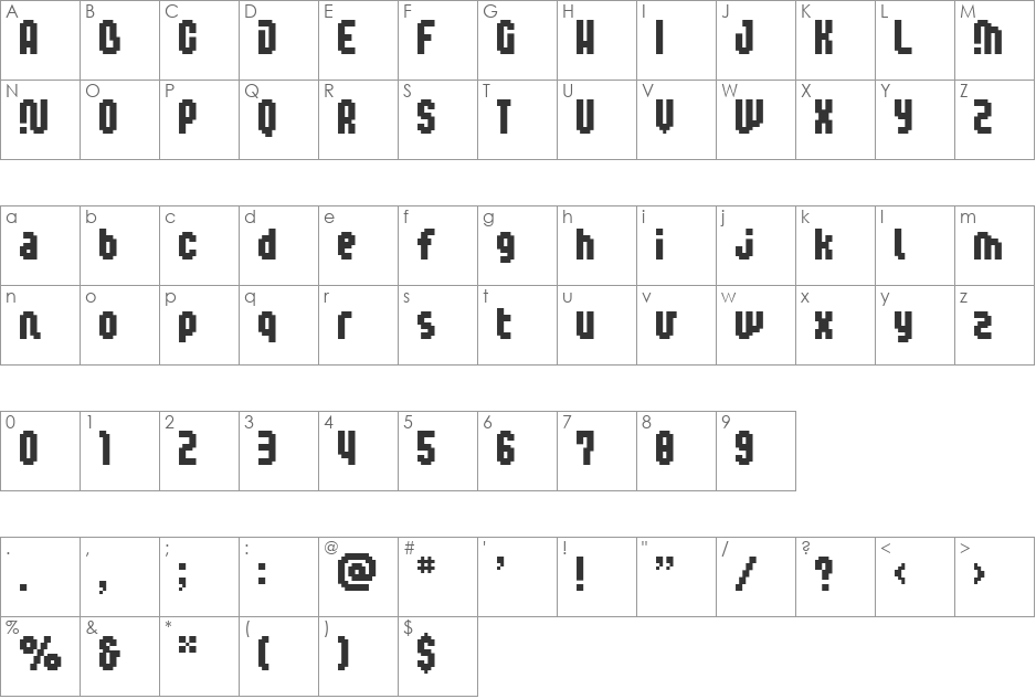 BM toppo font character map preview
