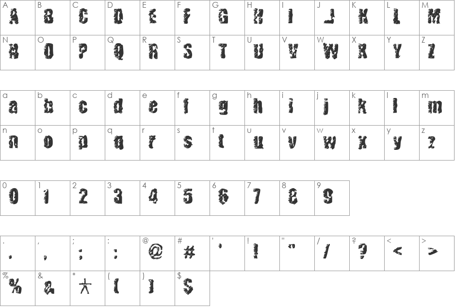 BN BenWitch Project font character map preview