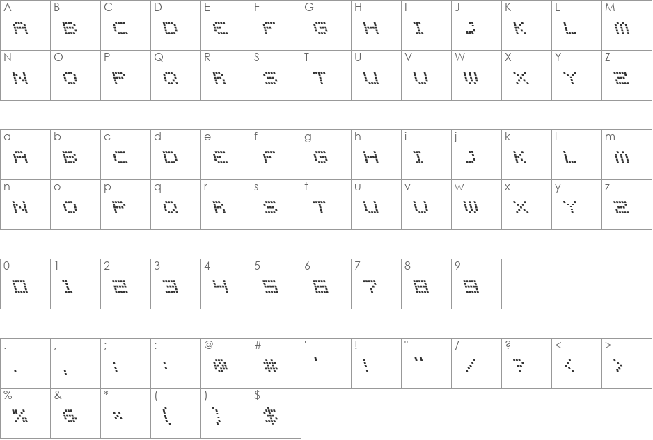 BN Boxi font character map preview