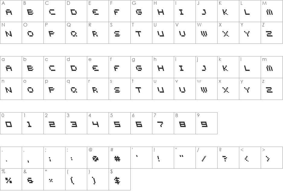 BN Boxi Bold font character map preview