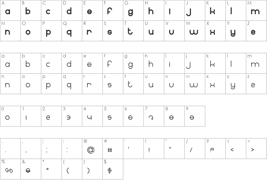 BN Internet font character map preview