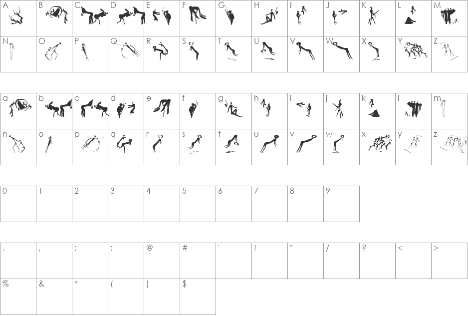 AfriqueDrawings font character map preview