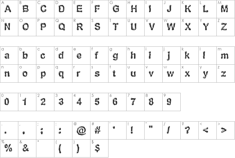 BN [email protected] font character map preview