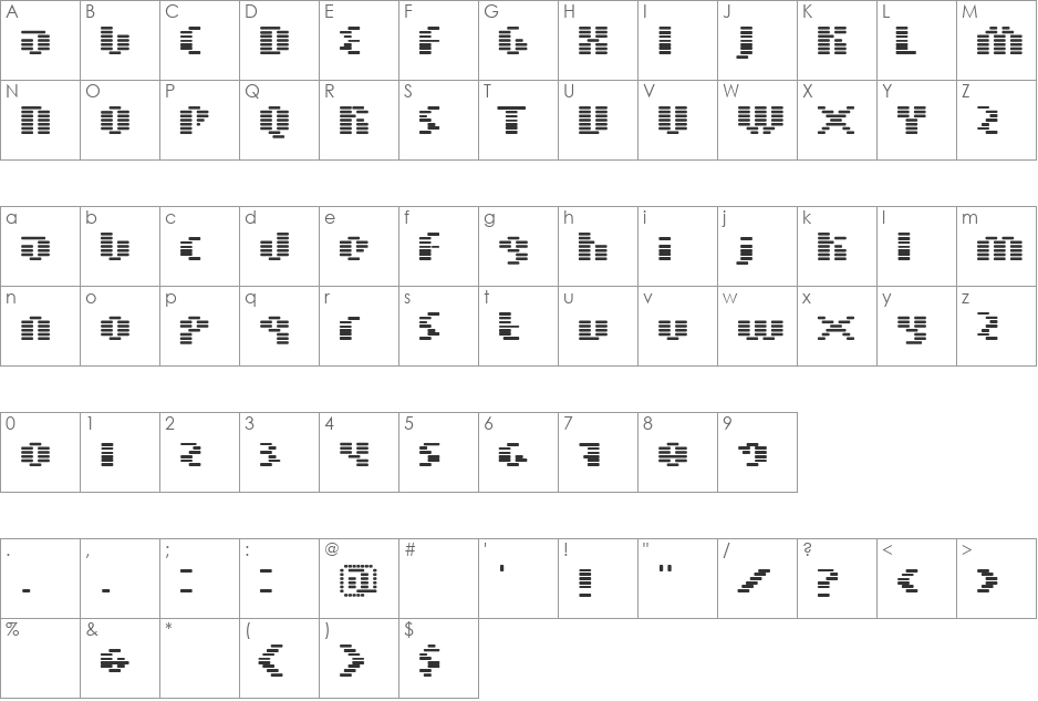 BN Moog Boy font character map preview