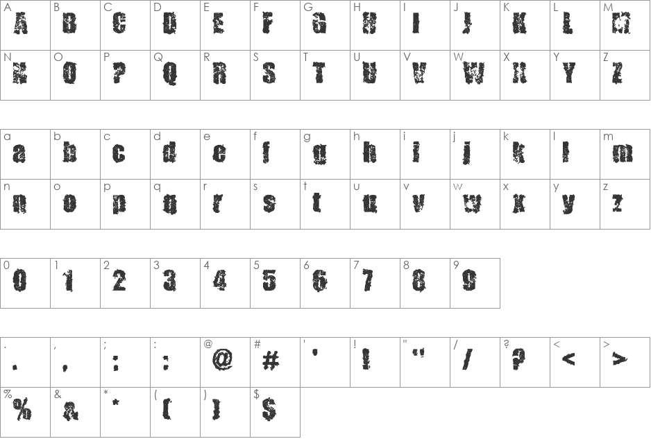 BN Murman font character map preview