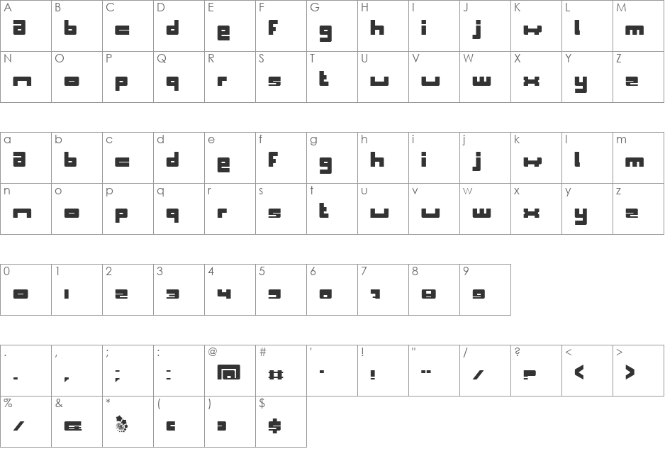 BN Space Chick font character map preview