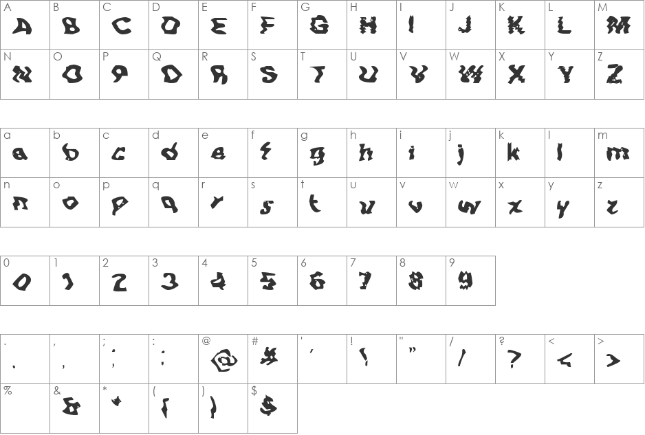 BN-Buzz! font character map preview