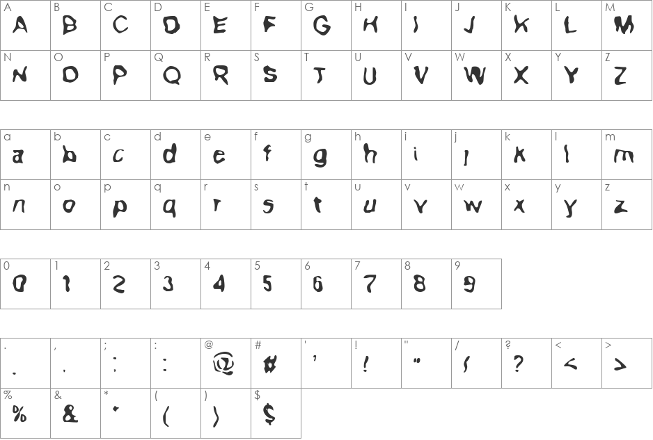 BN-C(Baby) font character map preview