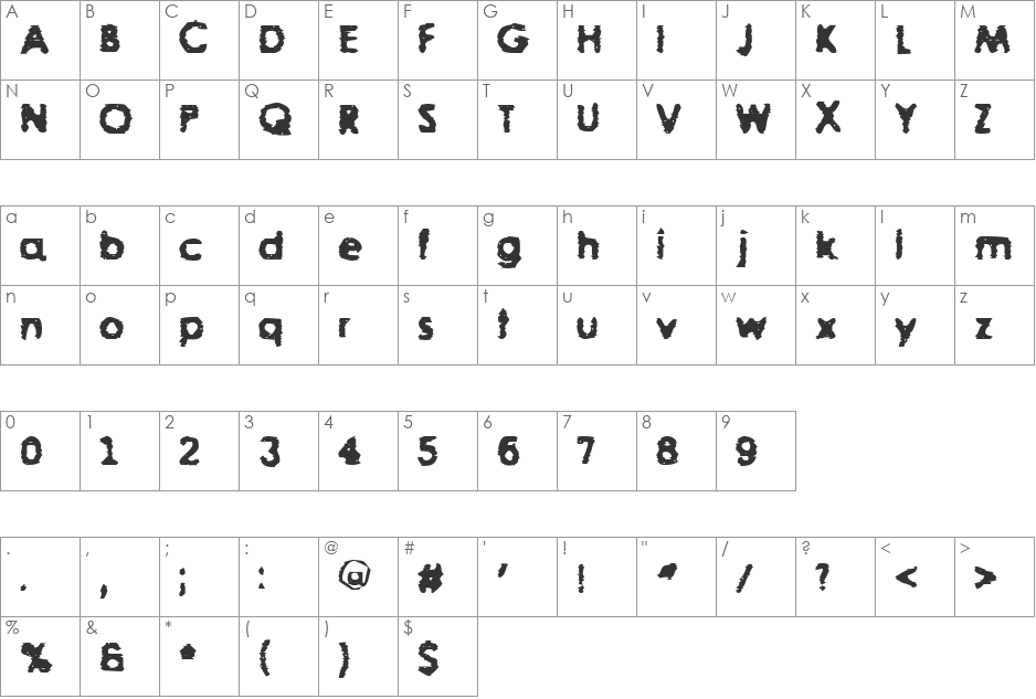 BN-Thenzer font character map preview