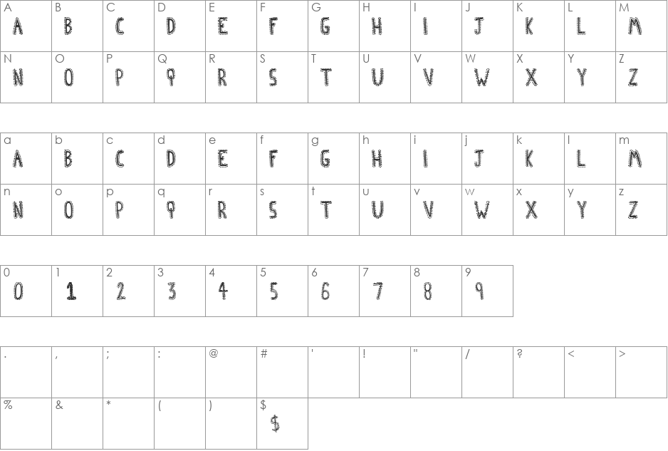 Afro House font character map preview