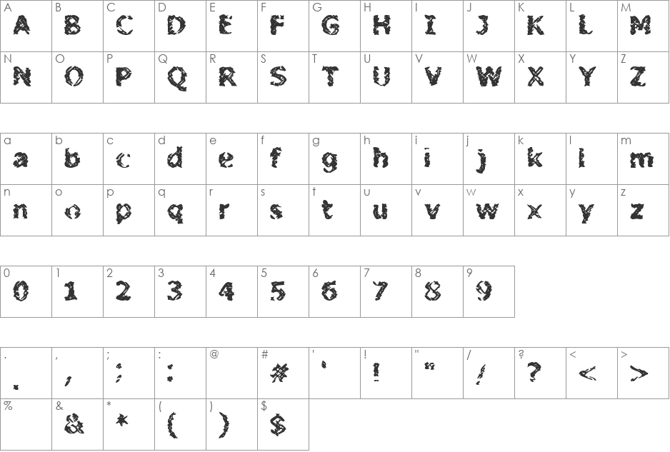 BN-Zooner font character map preview