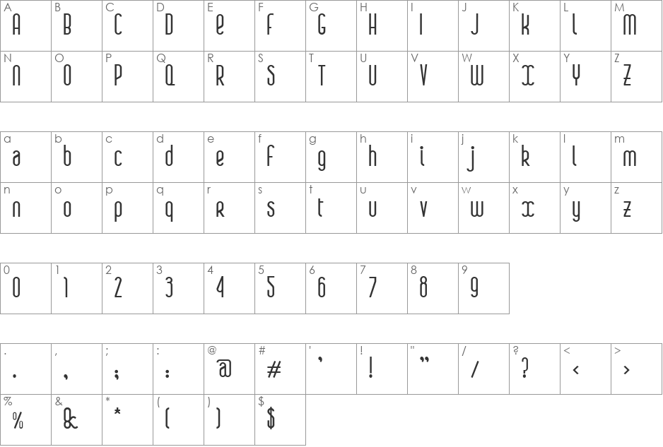 boa font character map preview