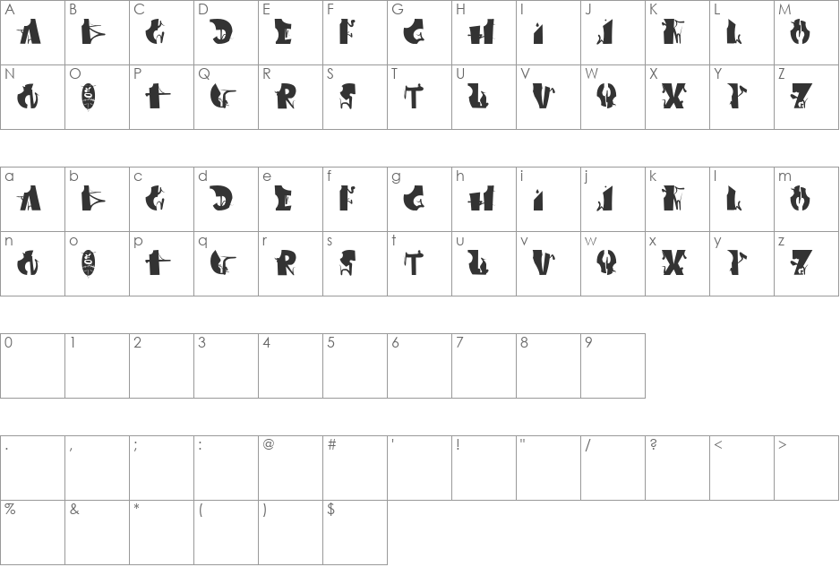 afronsu font character map preview