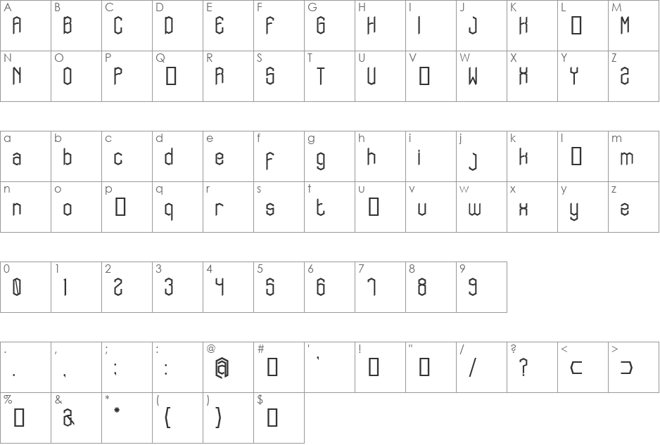 afsda font character map preview