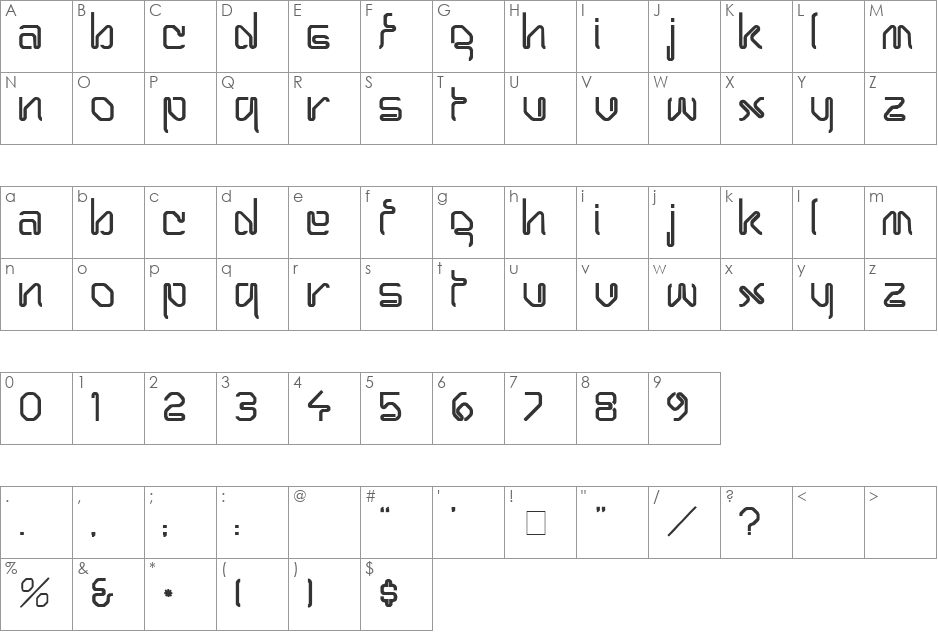 Bobbipin font character map preview