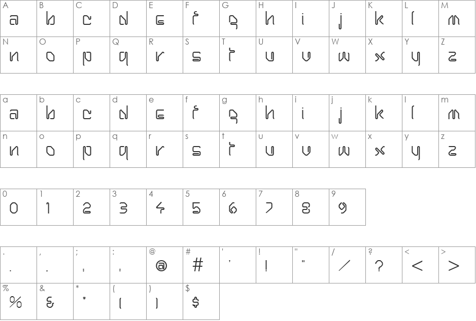 BobbyPin font character map preview