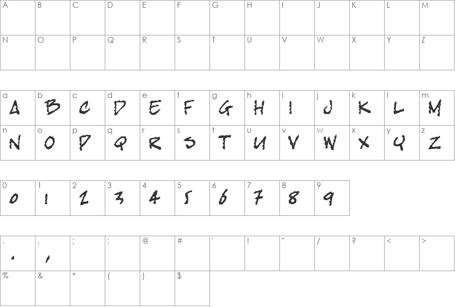 bobTag font character map preview