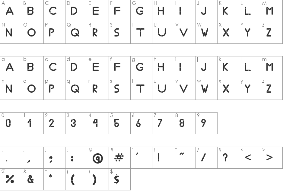 Bobz Type font character map preview
