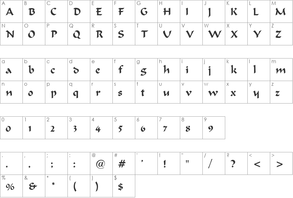 Bodacious-Normal font character map preview