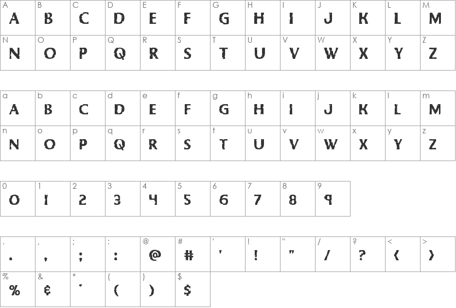 Body Swipers font character map preview