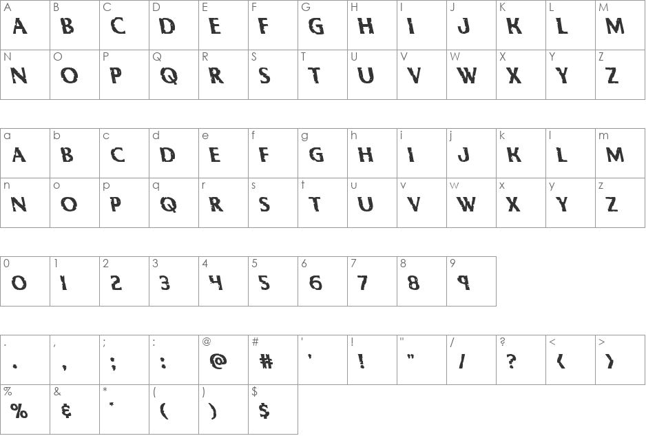 Body Swipers Leftalic font character map preview