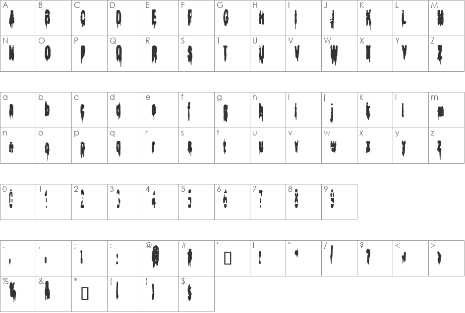 Bodybag font character map preview