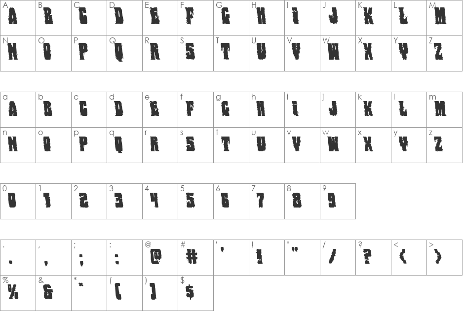Bog Beast Leftalic font character map preview