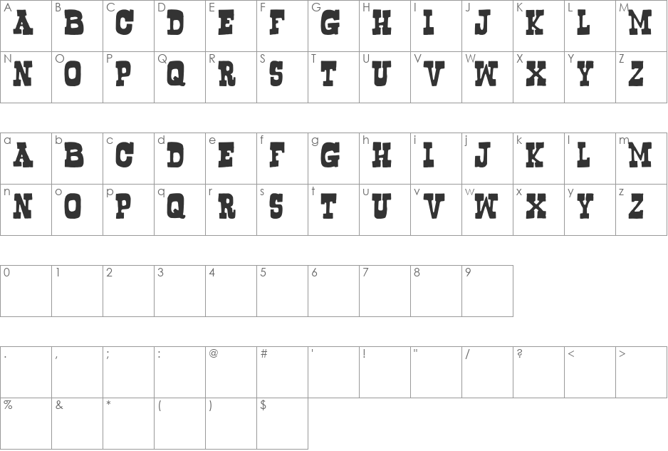 Bogusflow font character map preview