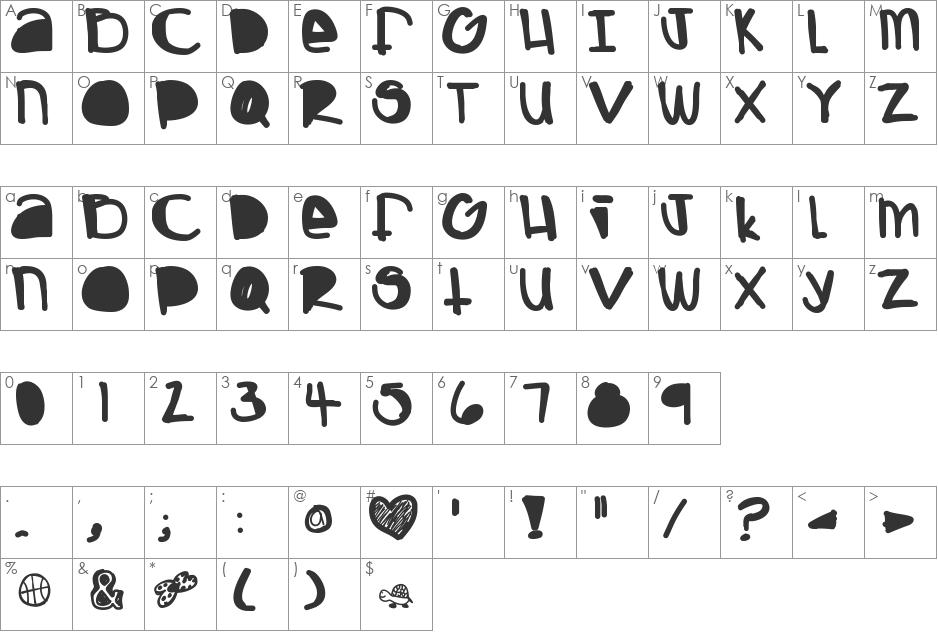Boing font character map preview