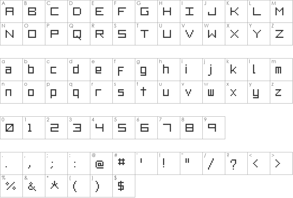 BoiRastah font character map preview