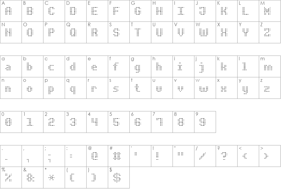 Bold Dot Digital-7 font character map preview