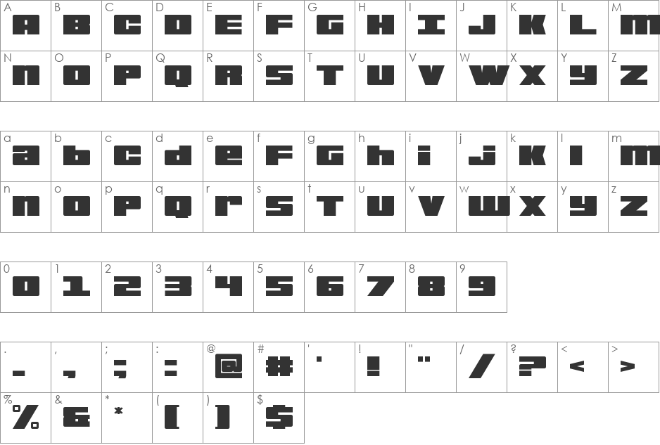 Bold Killer font character map preview