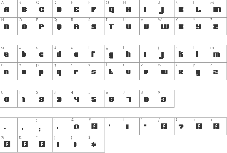 Bold Type font character map preview
