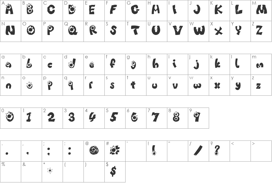 After_Attack font character map preview