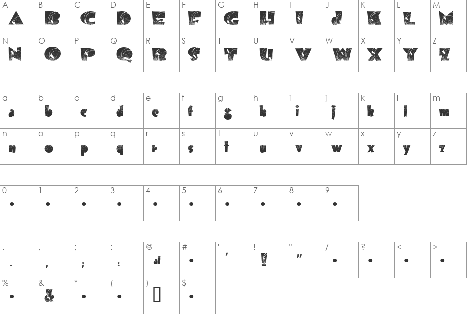 BoldDisplay19412K font character map preview