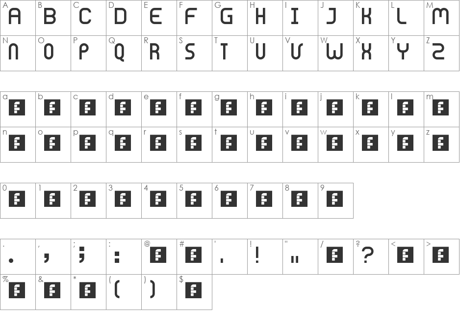 Bolderic font character map preview