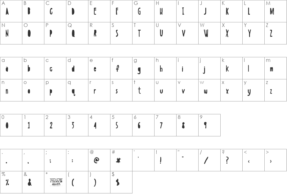 Boldstein SOLID font character map preview