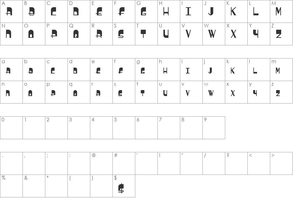 BoldyHead font character map preview