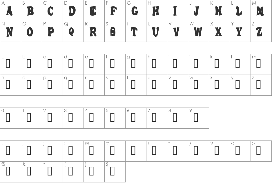 Boll Weevil font character map preview