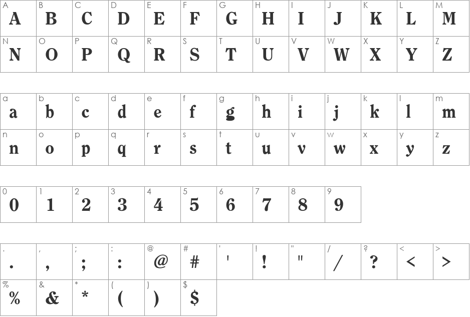 Bondoline-Heavy font character map preview