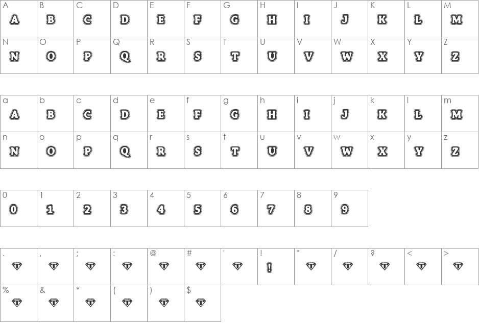 BoneHymie font character map preview